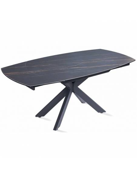 Extendable dining table TORRE black golden 120(178)x90x78h