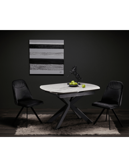 Extendable dining table TORRE black golden 120(178)x90x78h