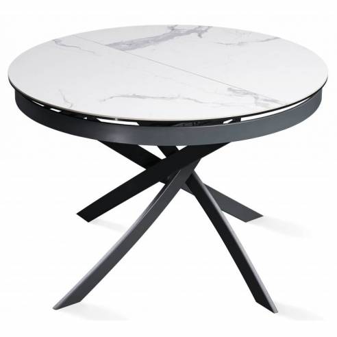 Tavolo allungabile FIORE calacatta Ø110(155)x75h