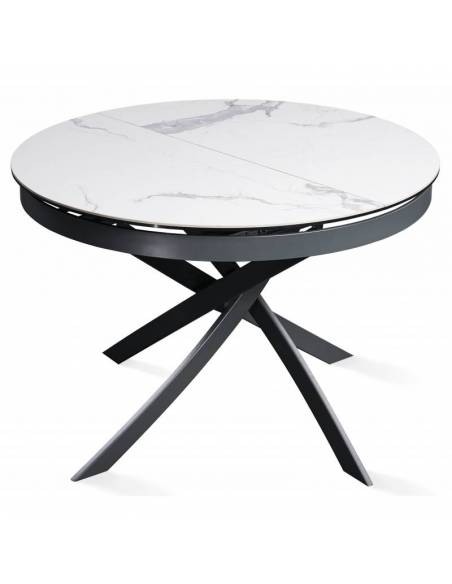 Extendable dining table FIORE calacatta Ø110(155)x75h