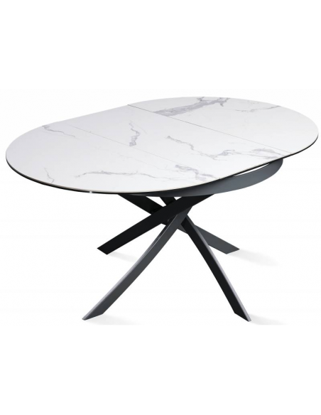 Extendable dining table FIORE calacatta Ø110(155)x75h