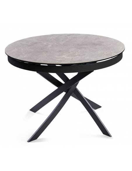 Extendable dining table FIORE light grey Ø110(155)x75h