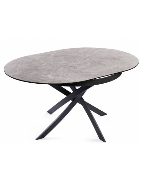 Extendable dining table FIORE light grey Ø110(155)x75h